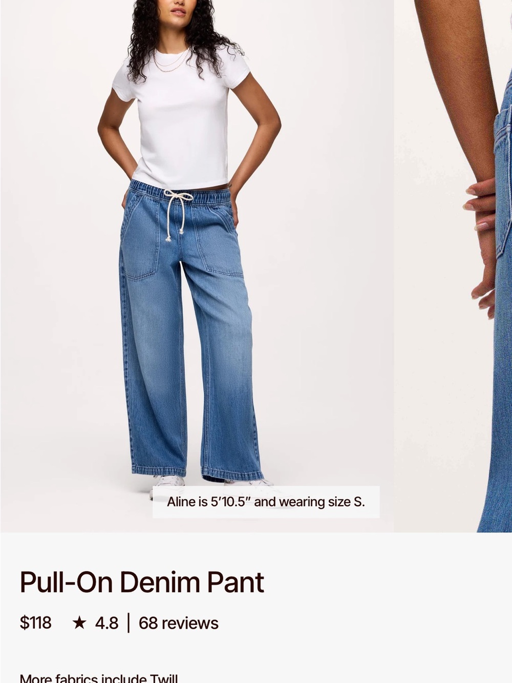 nuuds Wide-Leg Pull-On Jeans in Light Blue Wash